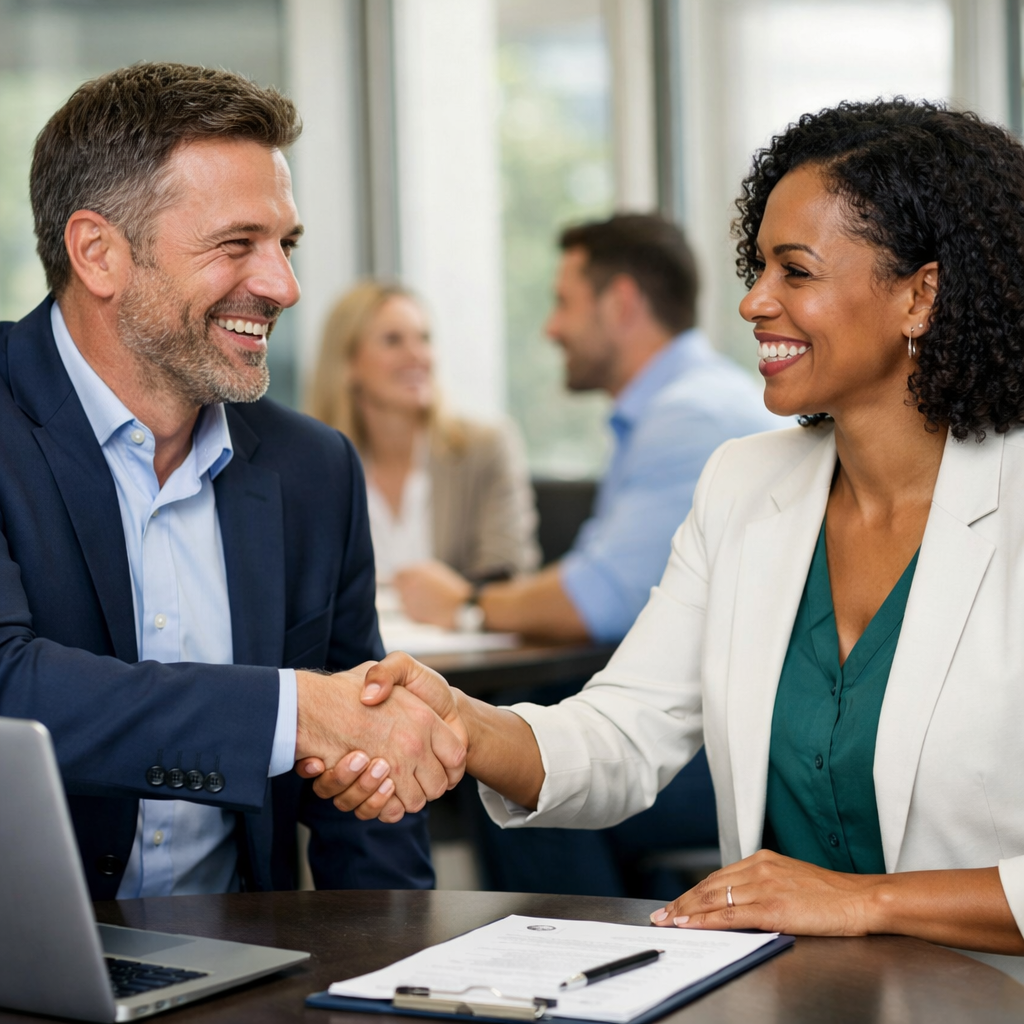 Can you generate happy clients shaking hands-1